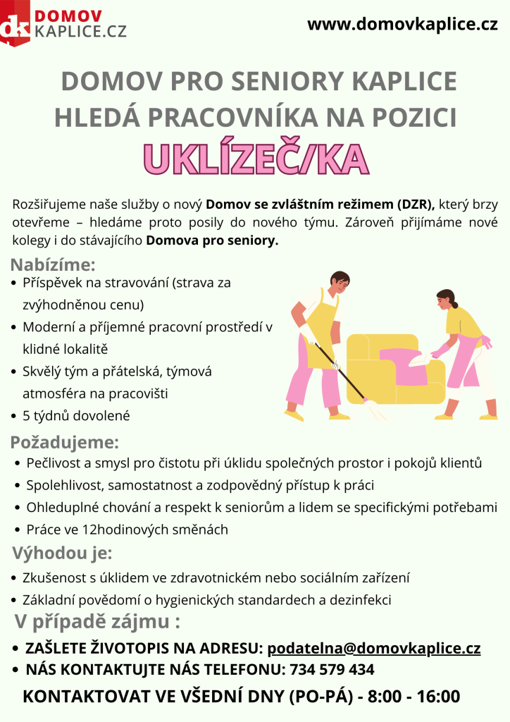 inzerát uklízeč/ka
