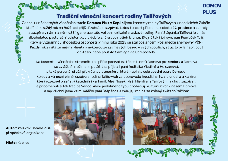 Tradiční vánoční koncert rodiny Talířových