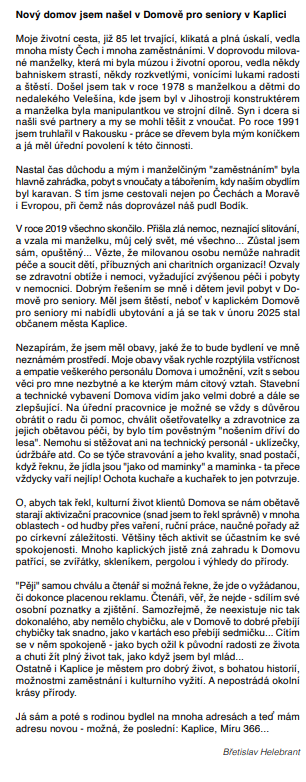 Kaplicky zpravodaj - článek od uživatele DpS 